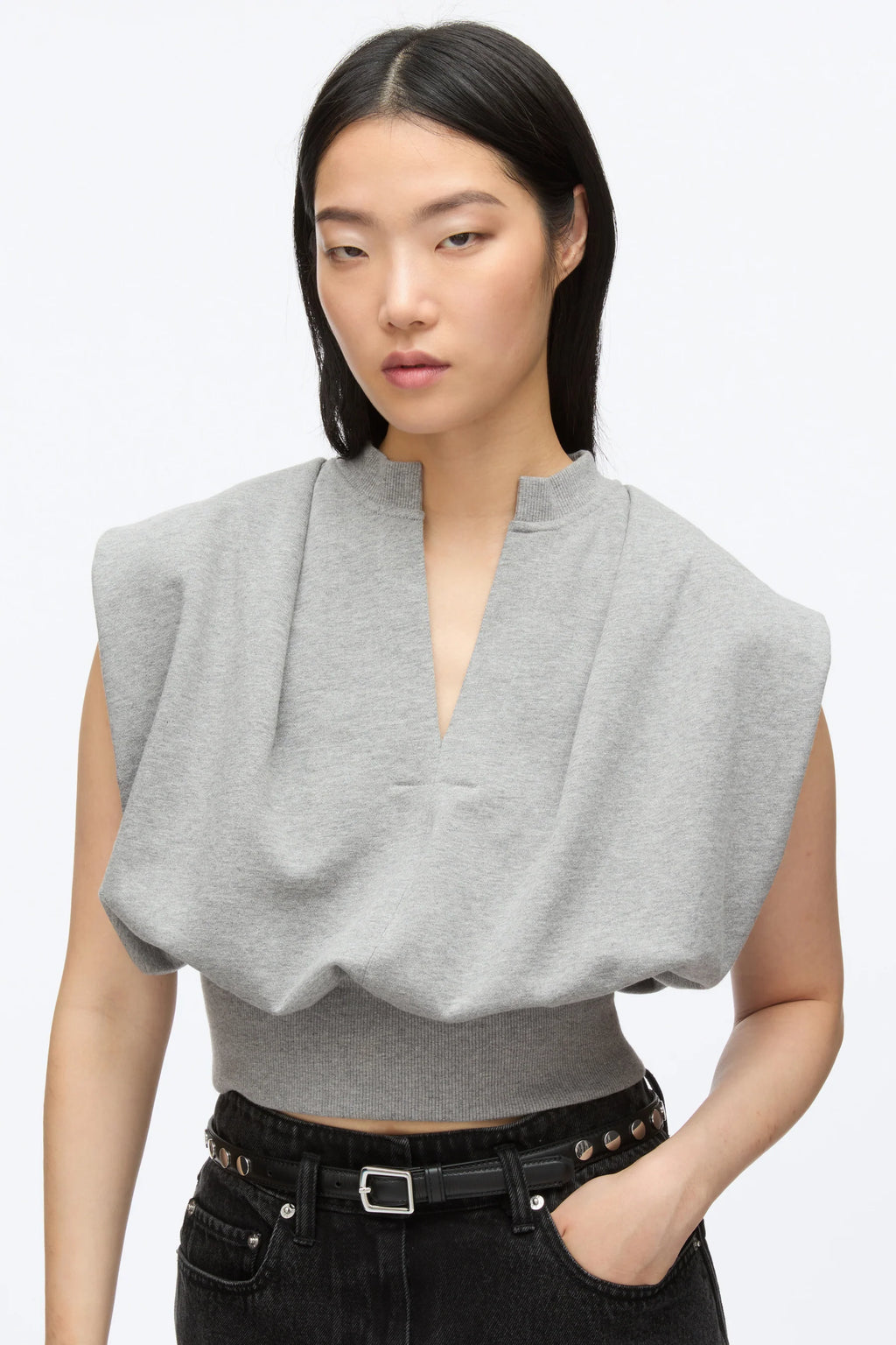 PLM-P202-1592 GREY FRENCH TERRY TOP
