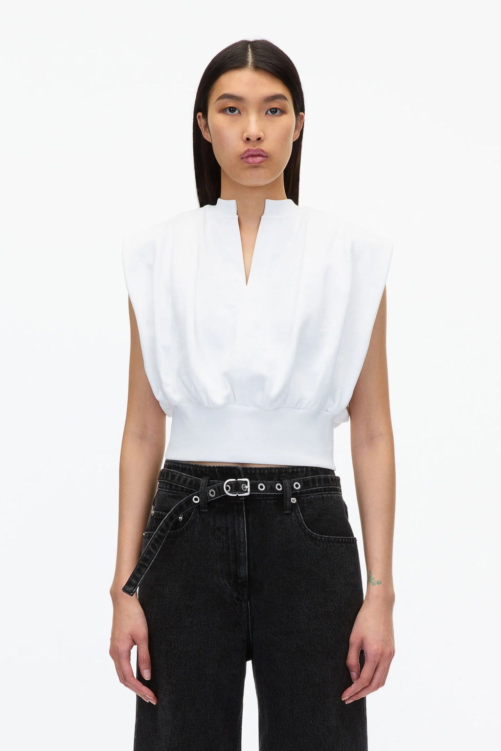 PLM-P202-1592 WHITE FRENCH TERRY TOP