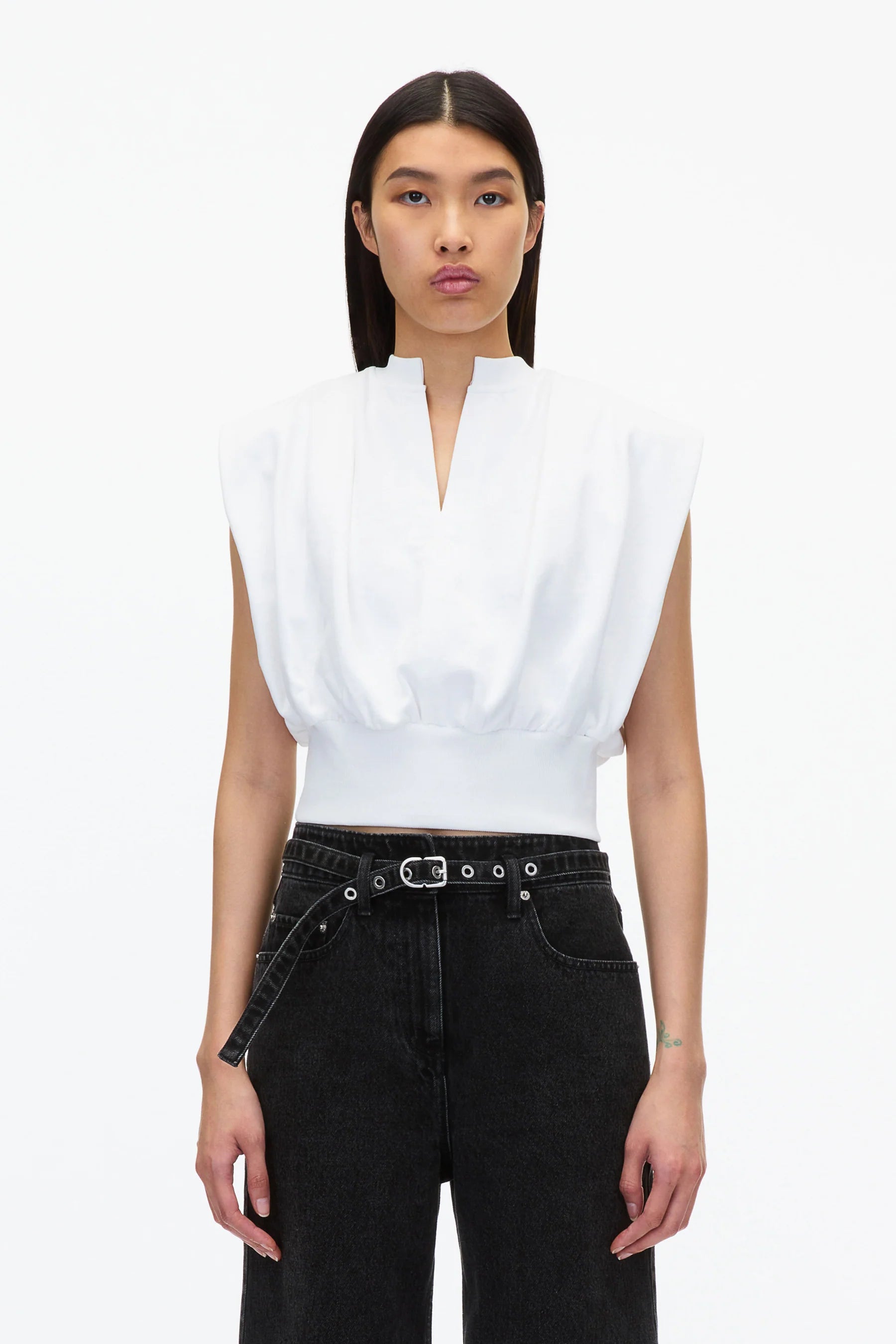 PLM-P202-1592 WHITE FRENCH TERRY TOP