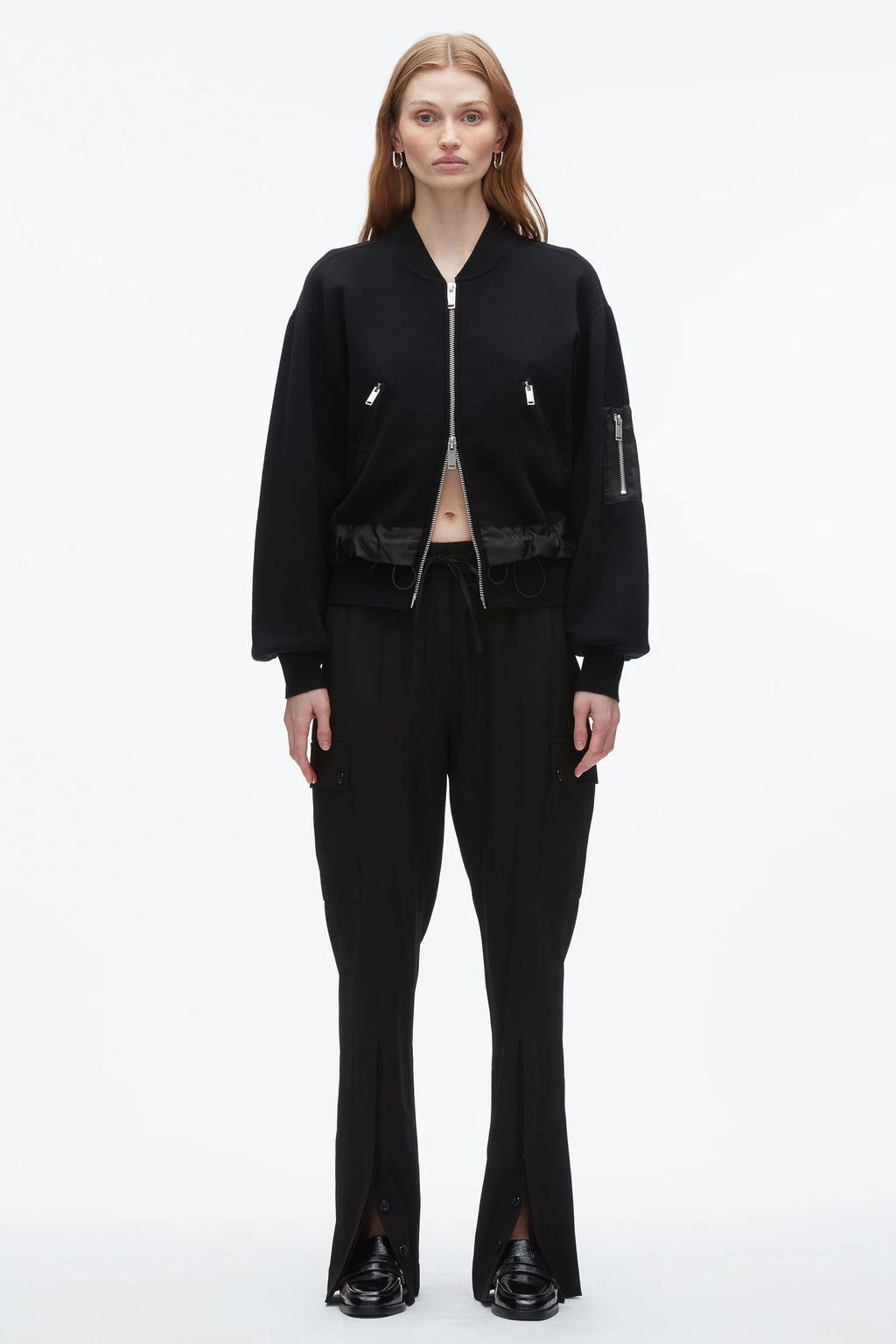 PLM-P251-70473TSM BLACK KNIT LAYERED JACKET