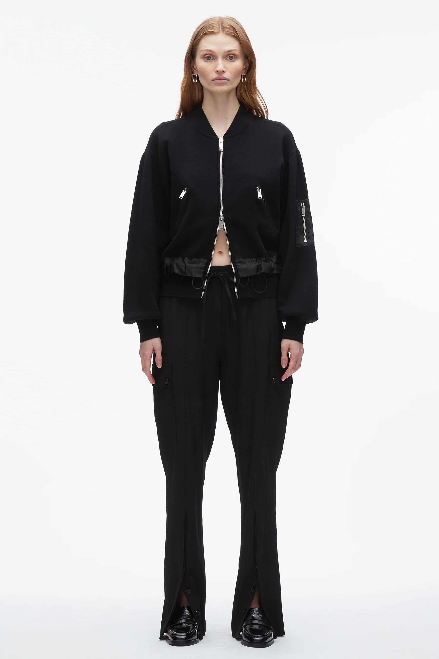 PLM-P251-70473TSM BLACK KNIT LAYERED JACKET