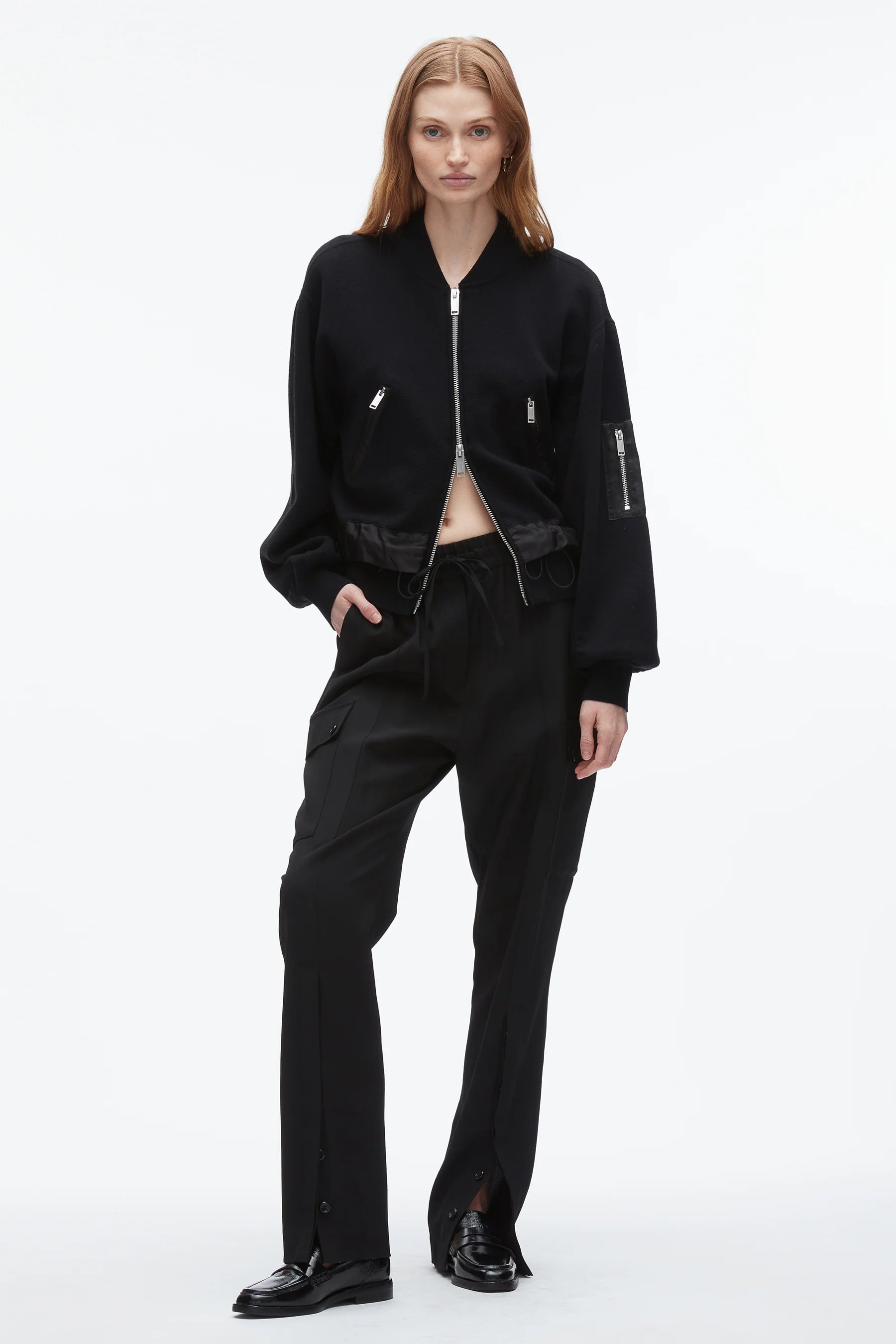 PLM-P251-70473TSM BLACK KNIT LAYERED JACKET