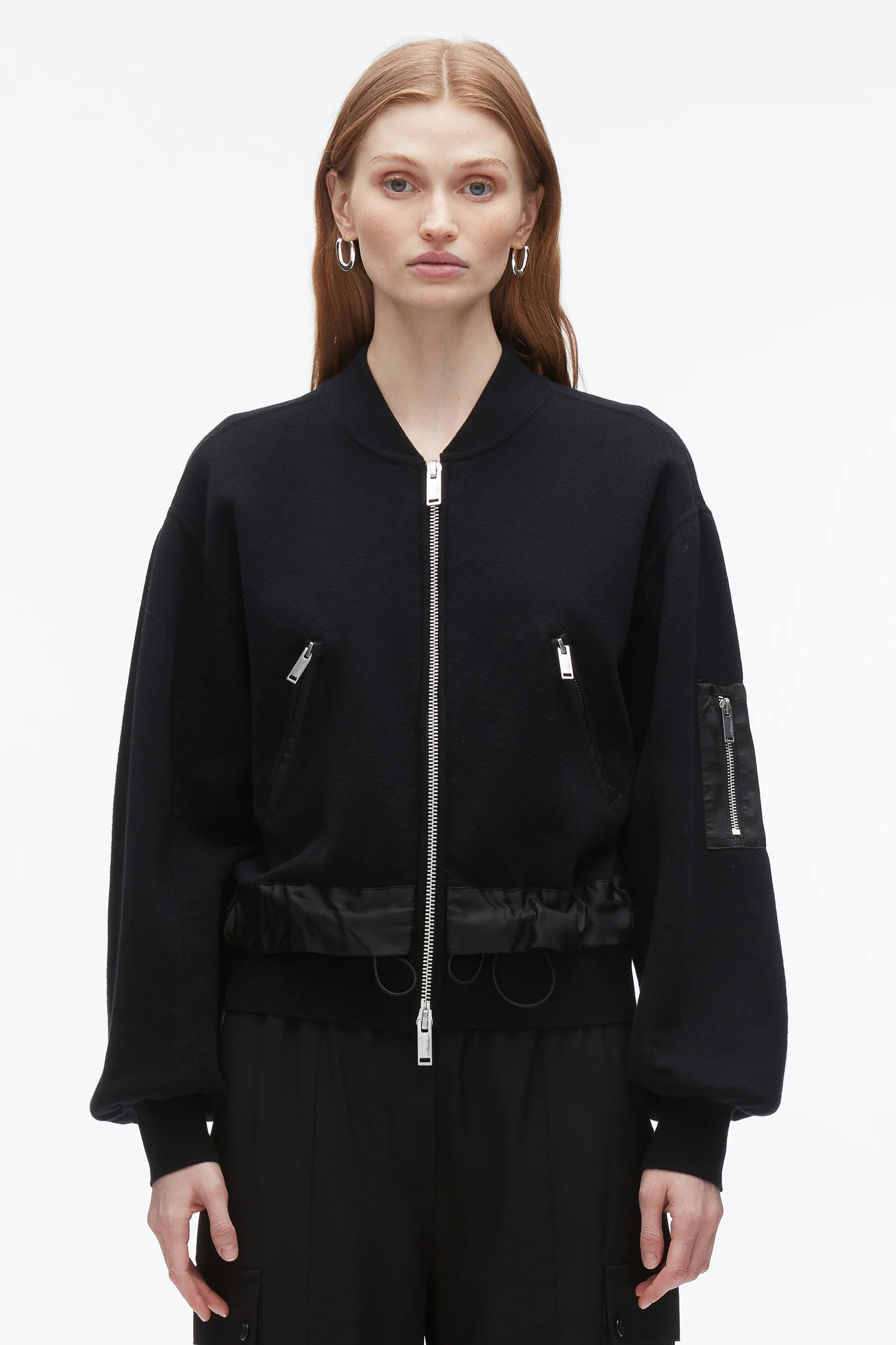 PLM-P251-70473TSM BLACK KNIT LAYERED JACKET