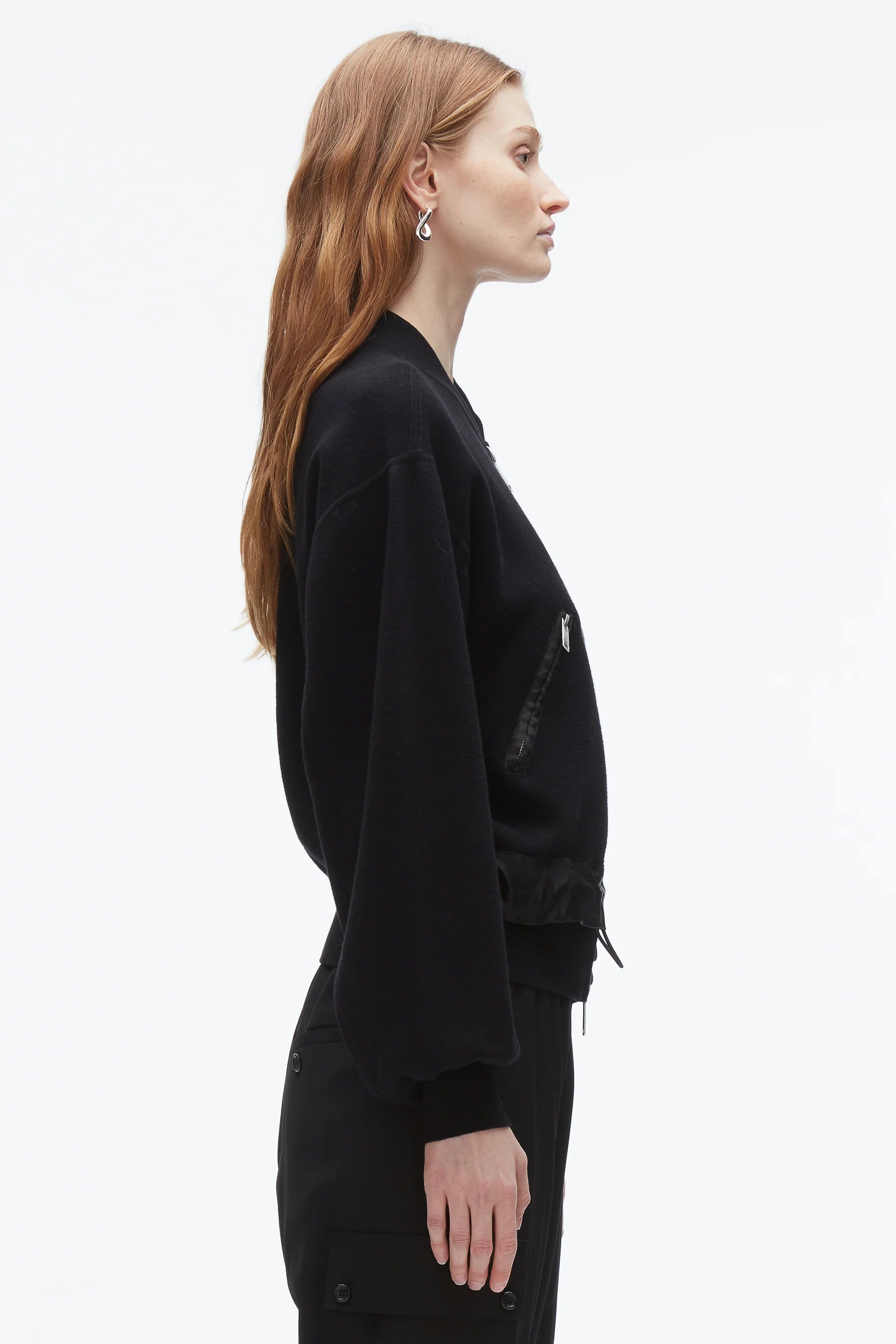 PLM-P251-70473TSM BLACK KNIT LAYERED JACKET