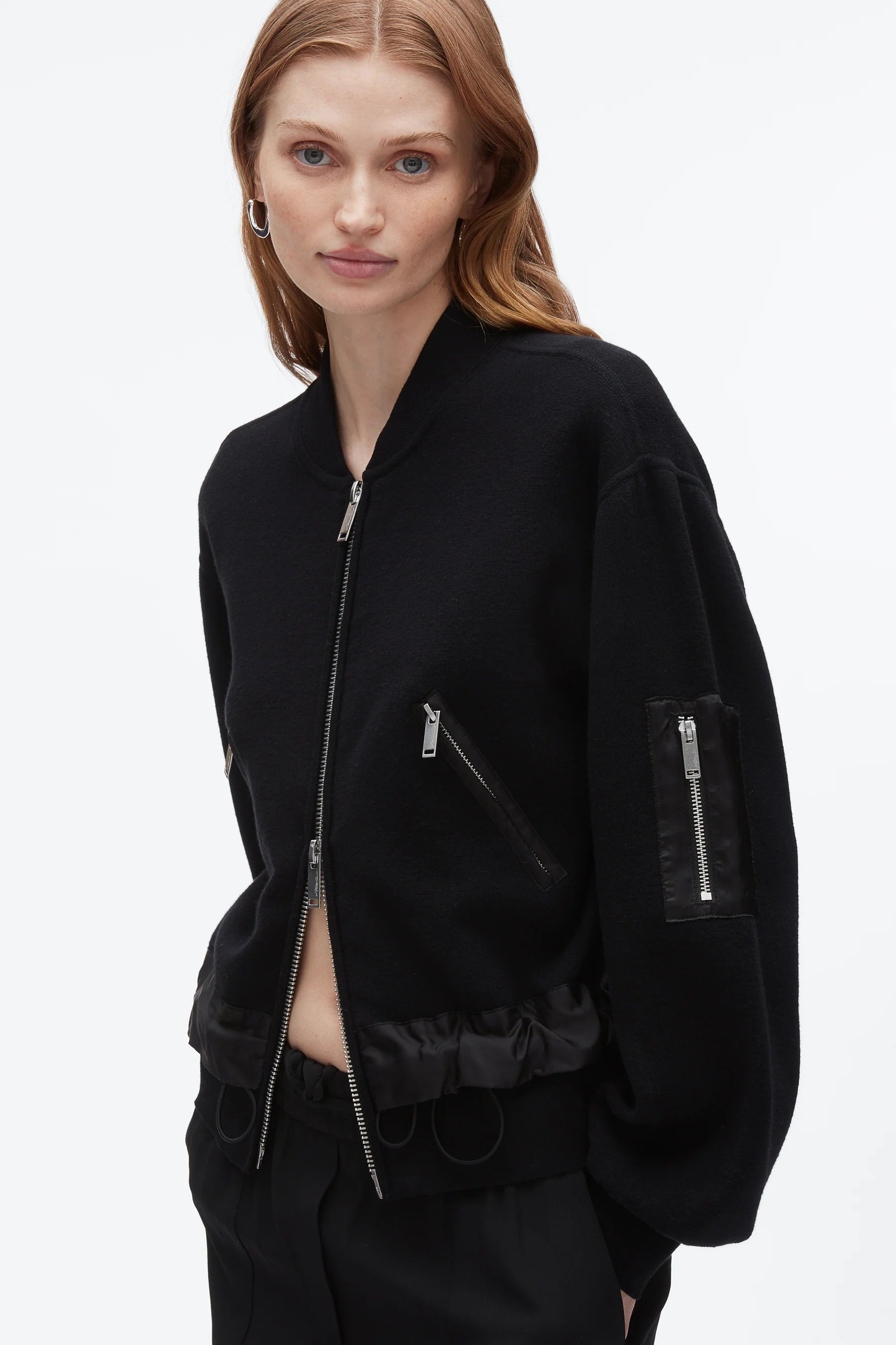 PLM-P251-70473TSM BLACK KNIT LAYERED JACKET