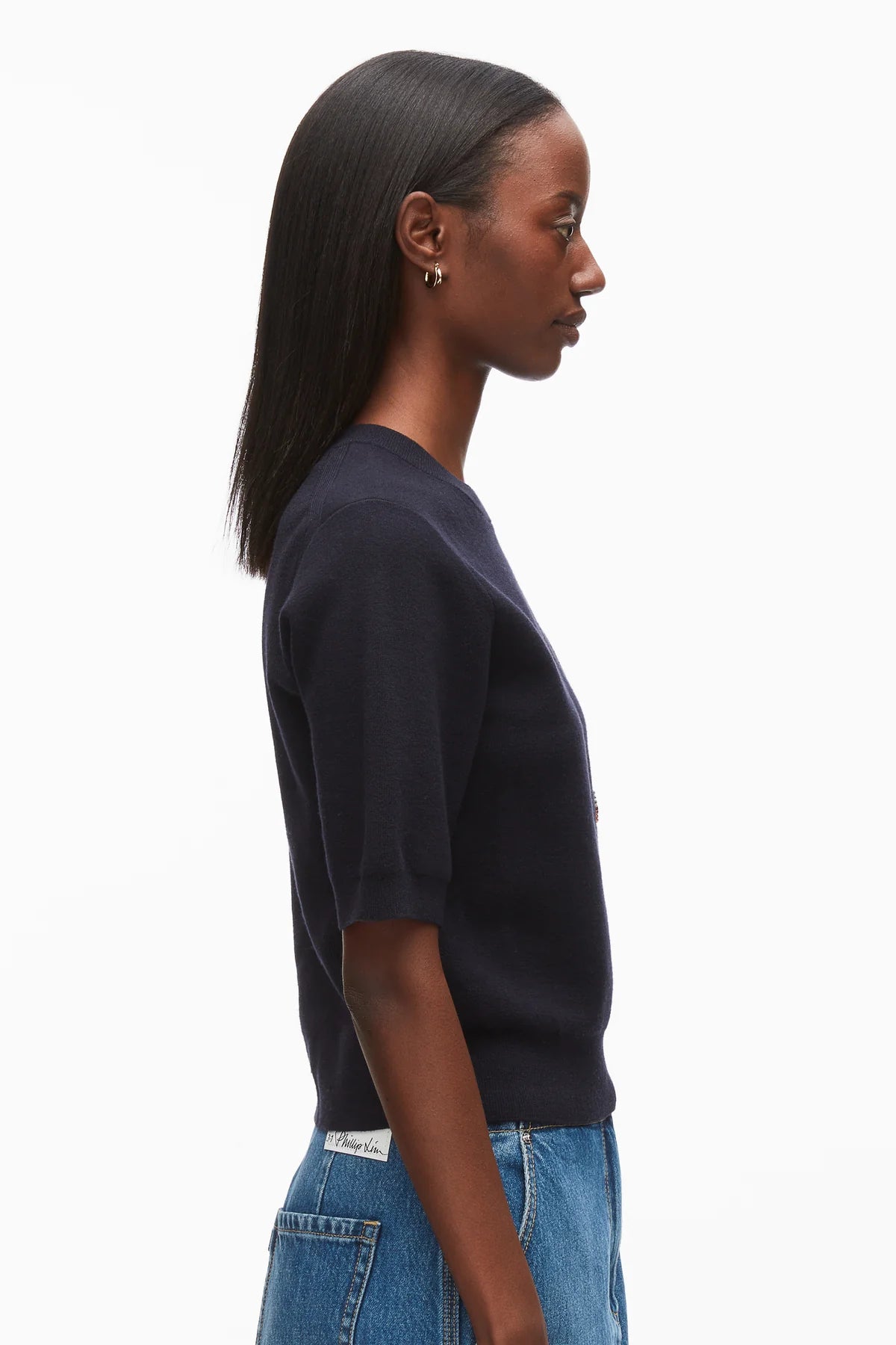 PLM-P261-70580 NAVY BEADED KNIT TOP