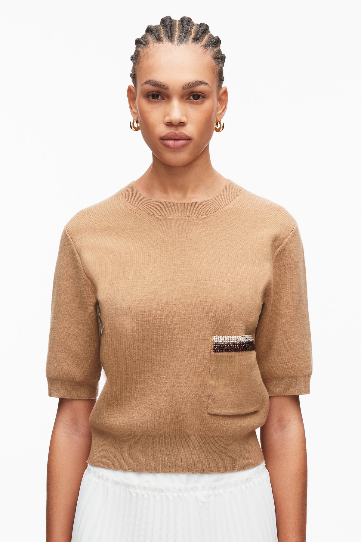 PLM-P261-70580 SAND BEADED KNIT TOP