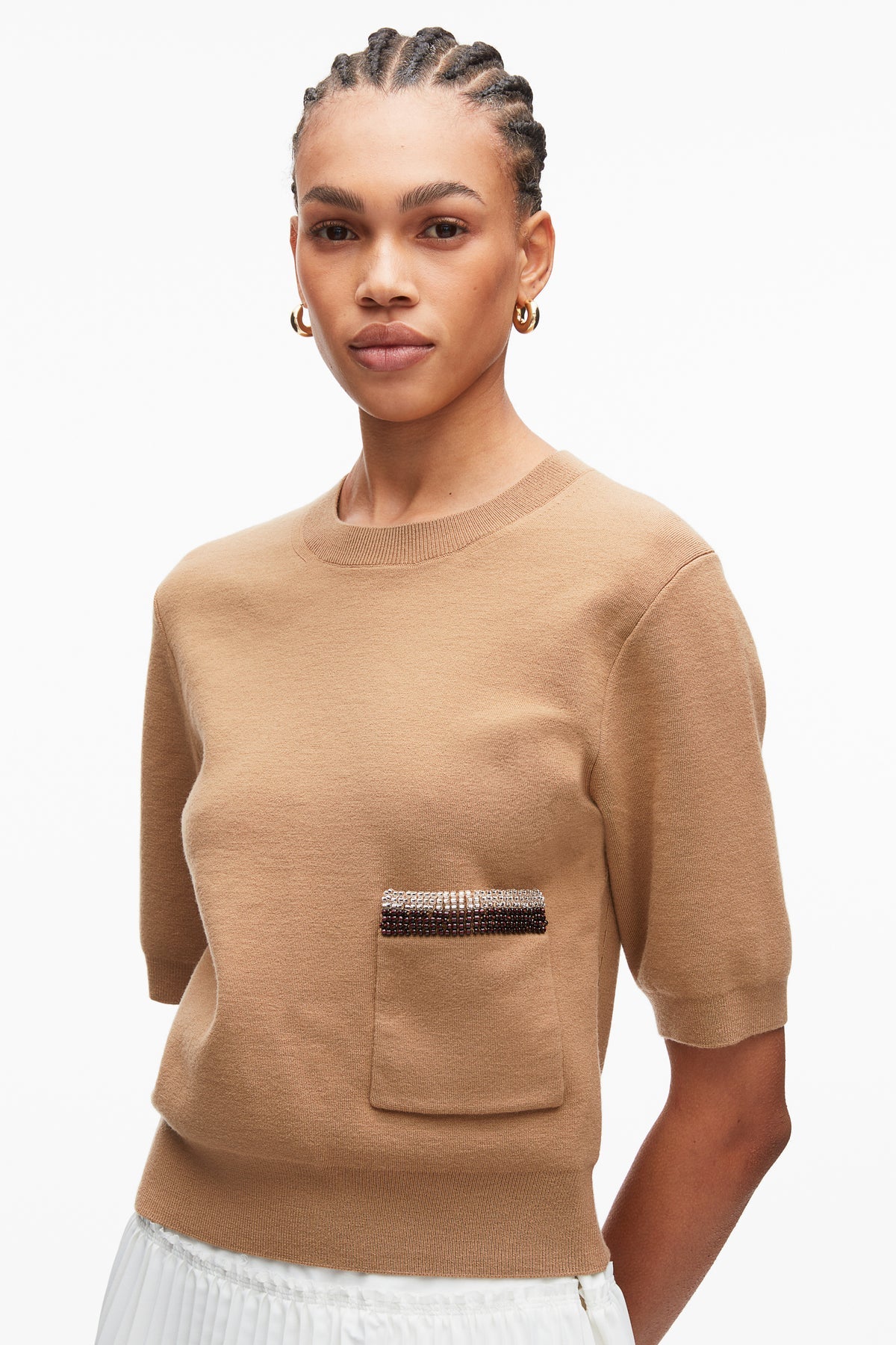 PLM-P261-70580 SAND BEADED KNIT TOP