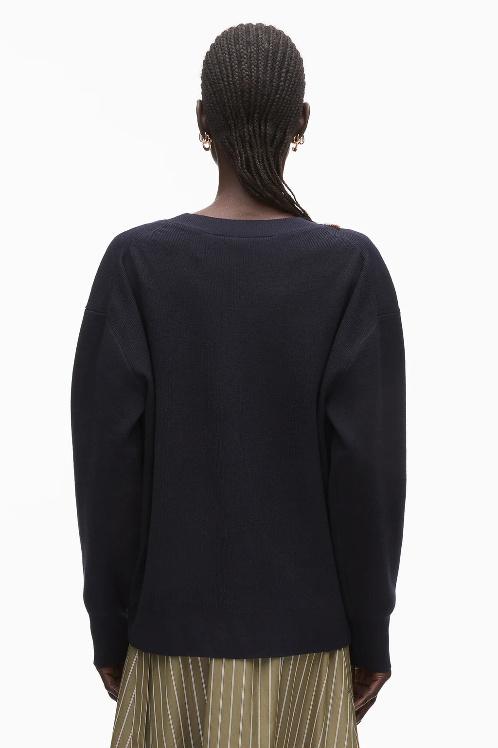 PLM-P261-70581 NAVY BEADED CARDIGAN