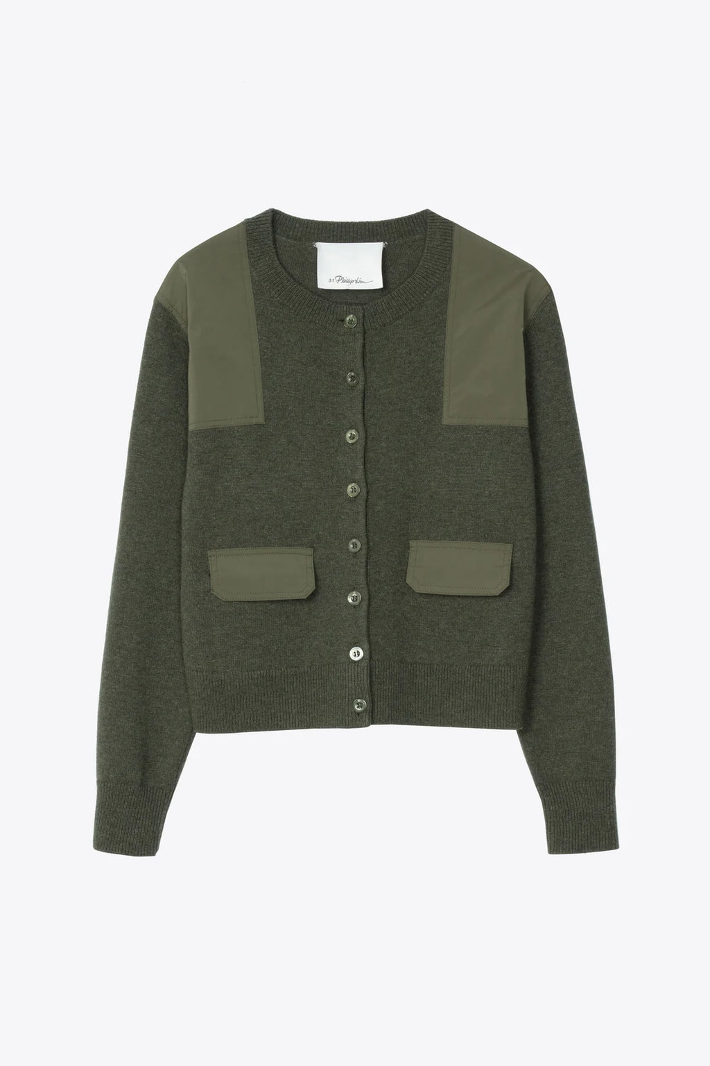 PLM-P262-70593 PINE KNIT COMBO CARDIGAN