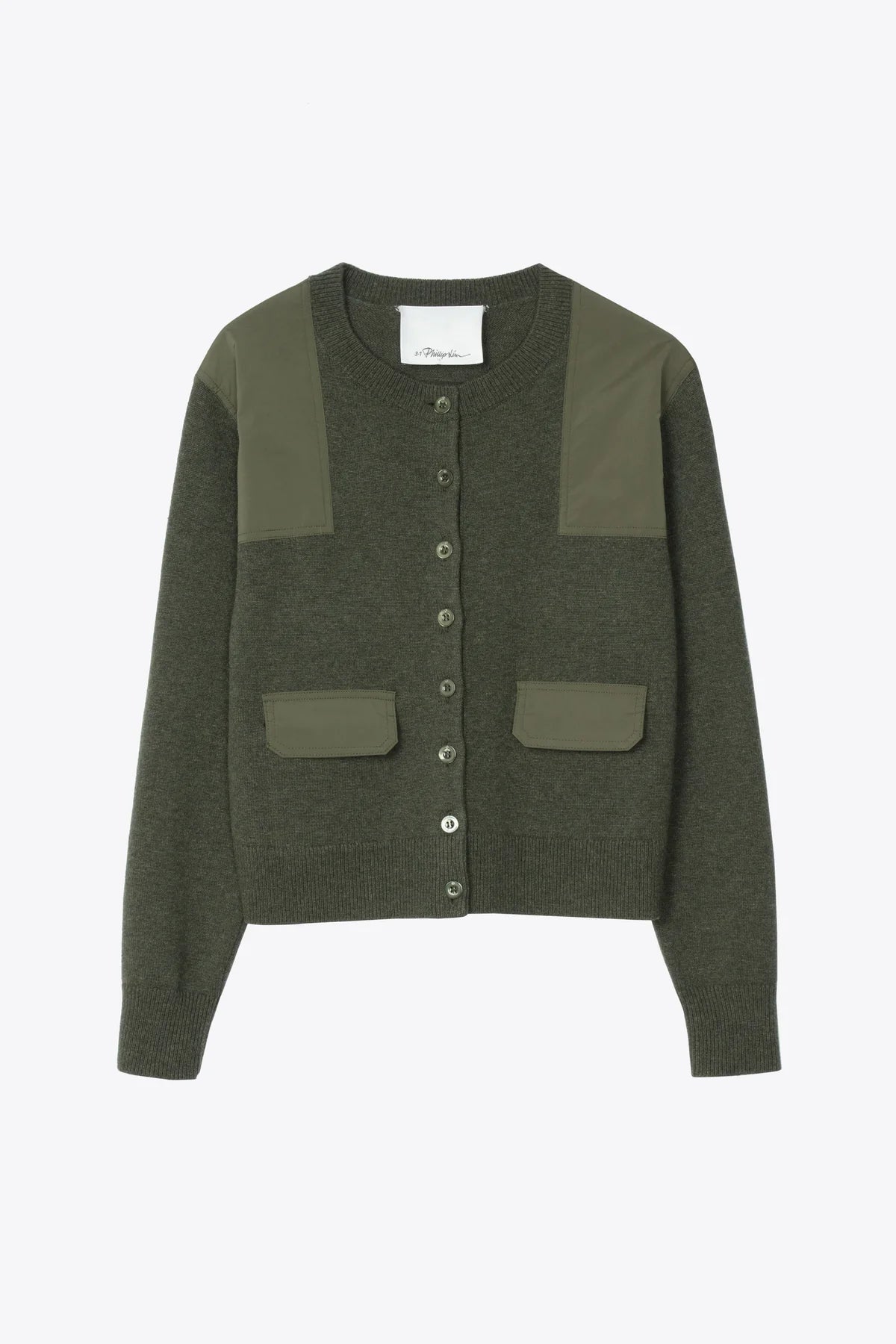 PLM-P262-70593 PINE KNIT COMBO CARDIGAN