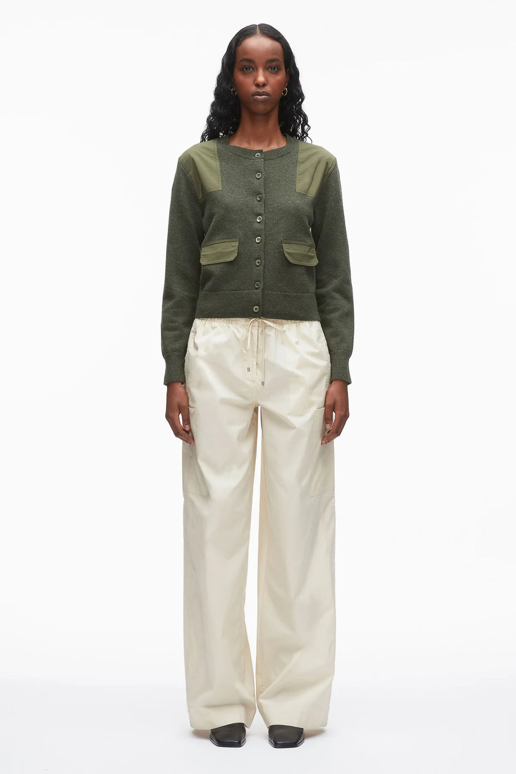 PLM-P262-70593 PINE KNIT COMBO CARDIGAN