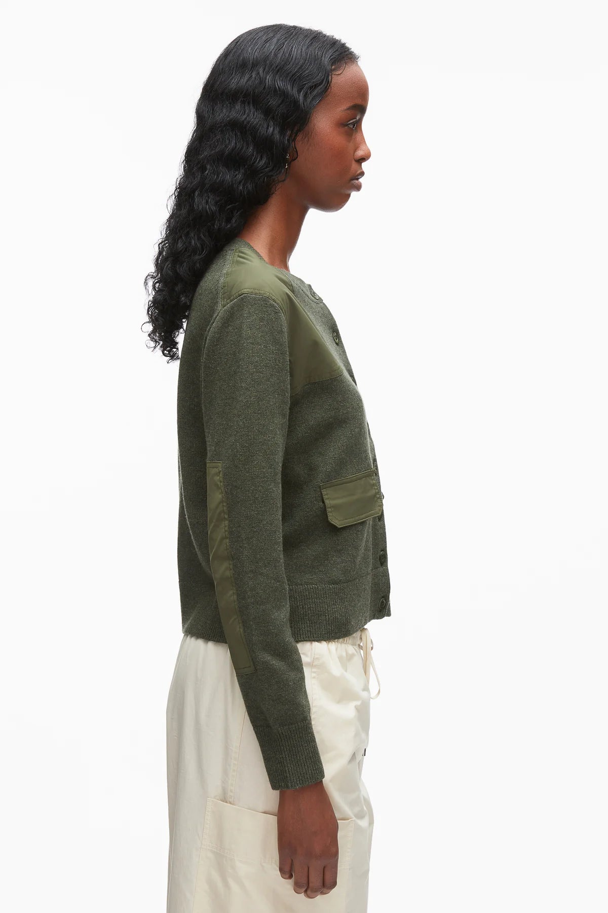 PLM-P262-70593 PINE KNIT COMBO CARDIGAN