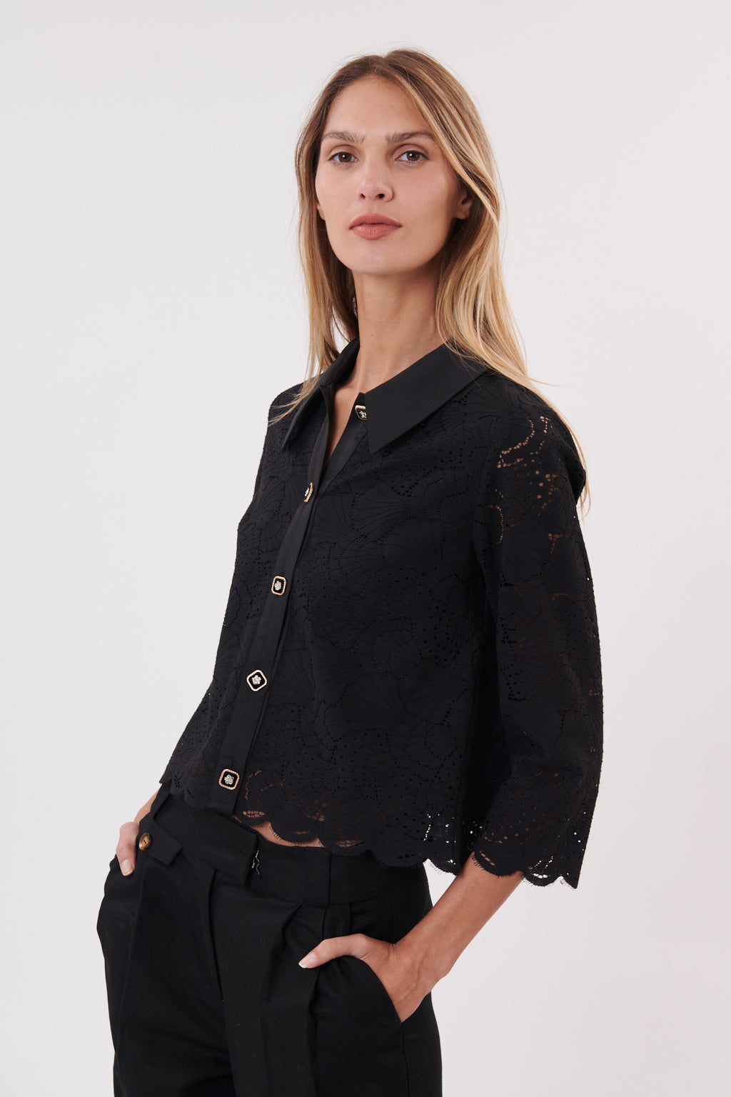 DRY-P485007 BLACK LACE CARDIGAN