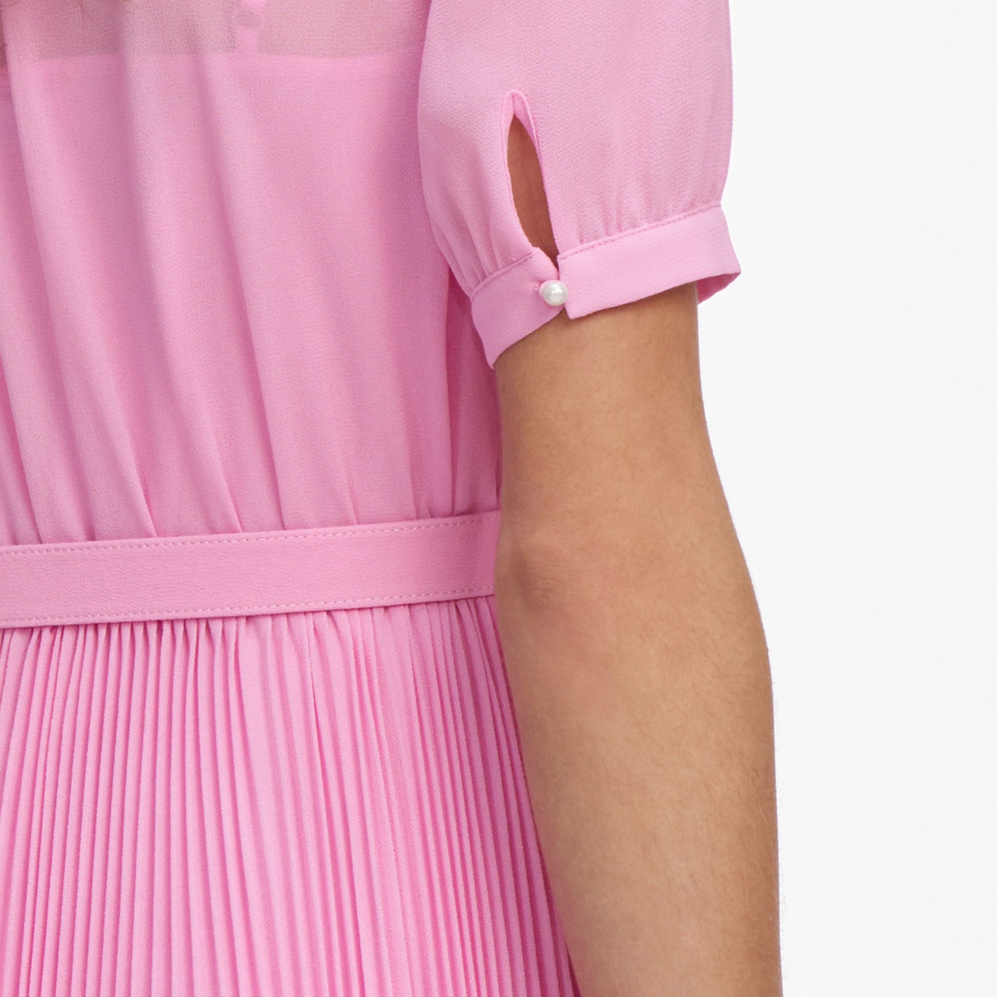 SPO-PF26-00M PINK GEORGETTE TIE NECK DRESS