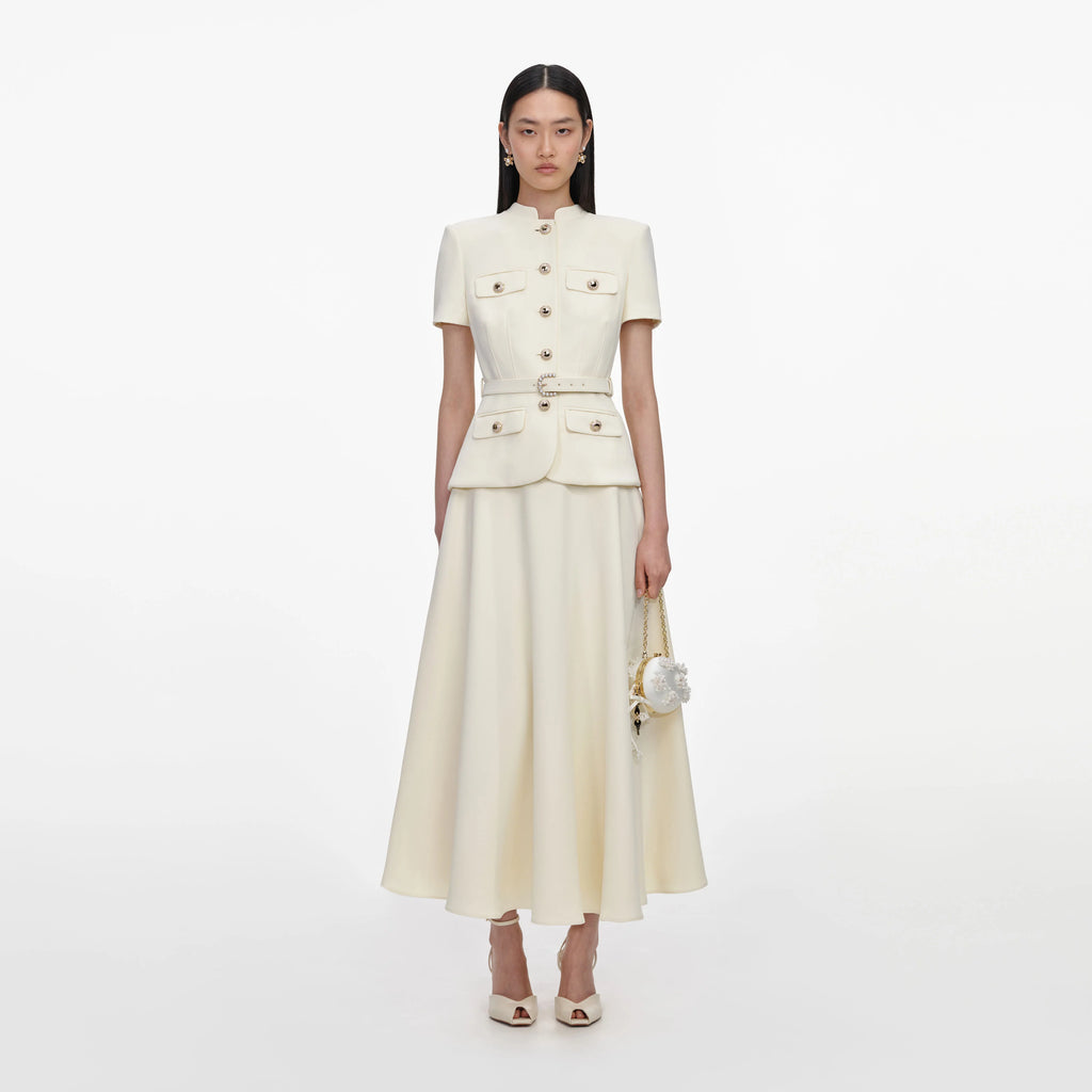 SPO-PF26-011M YELLOW CREPE TAILORED DRESS
