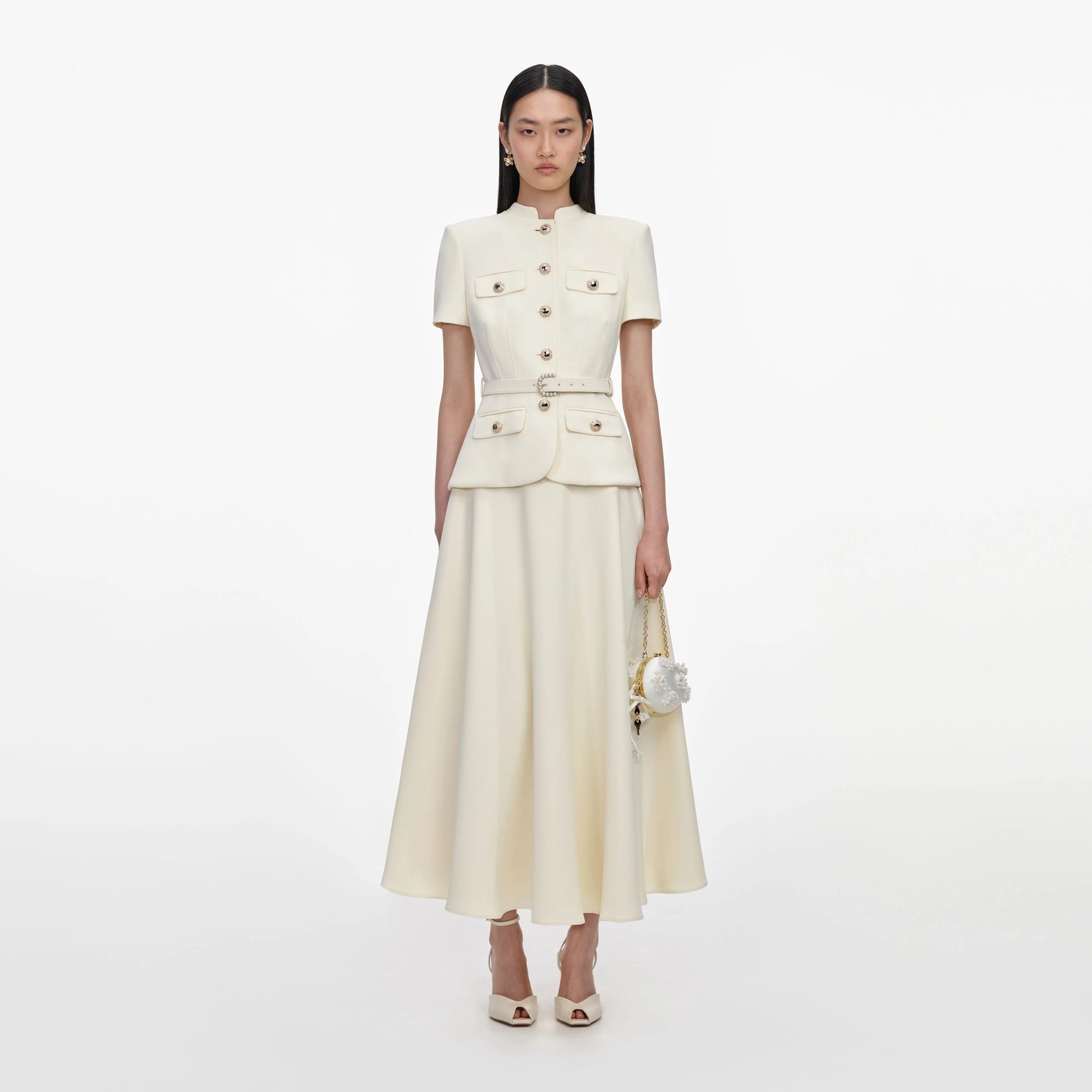 SPO-PF26-011M YELLOW CREPE TAILORED DRESS