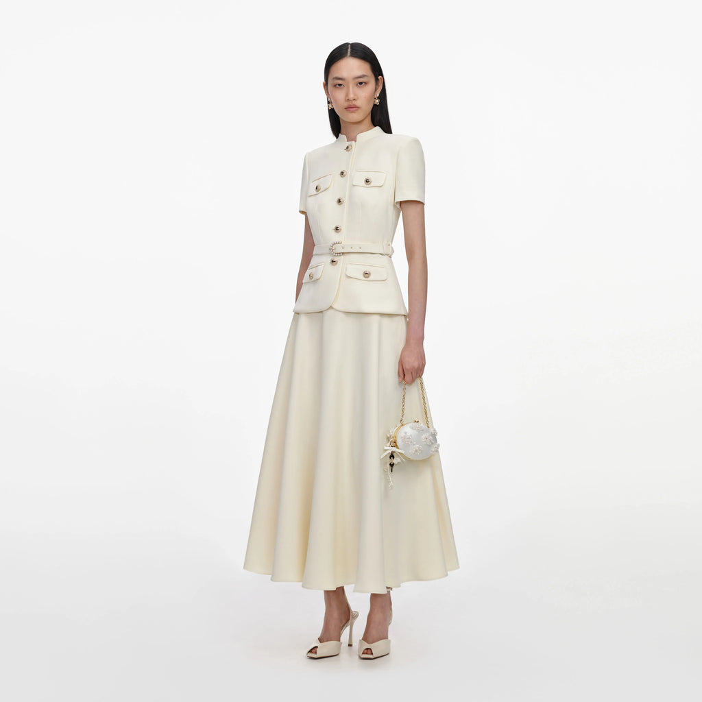 SPO-PF26-011M YELLOW CREPE TAILORED DRESS