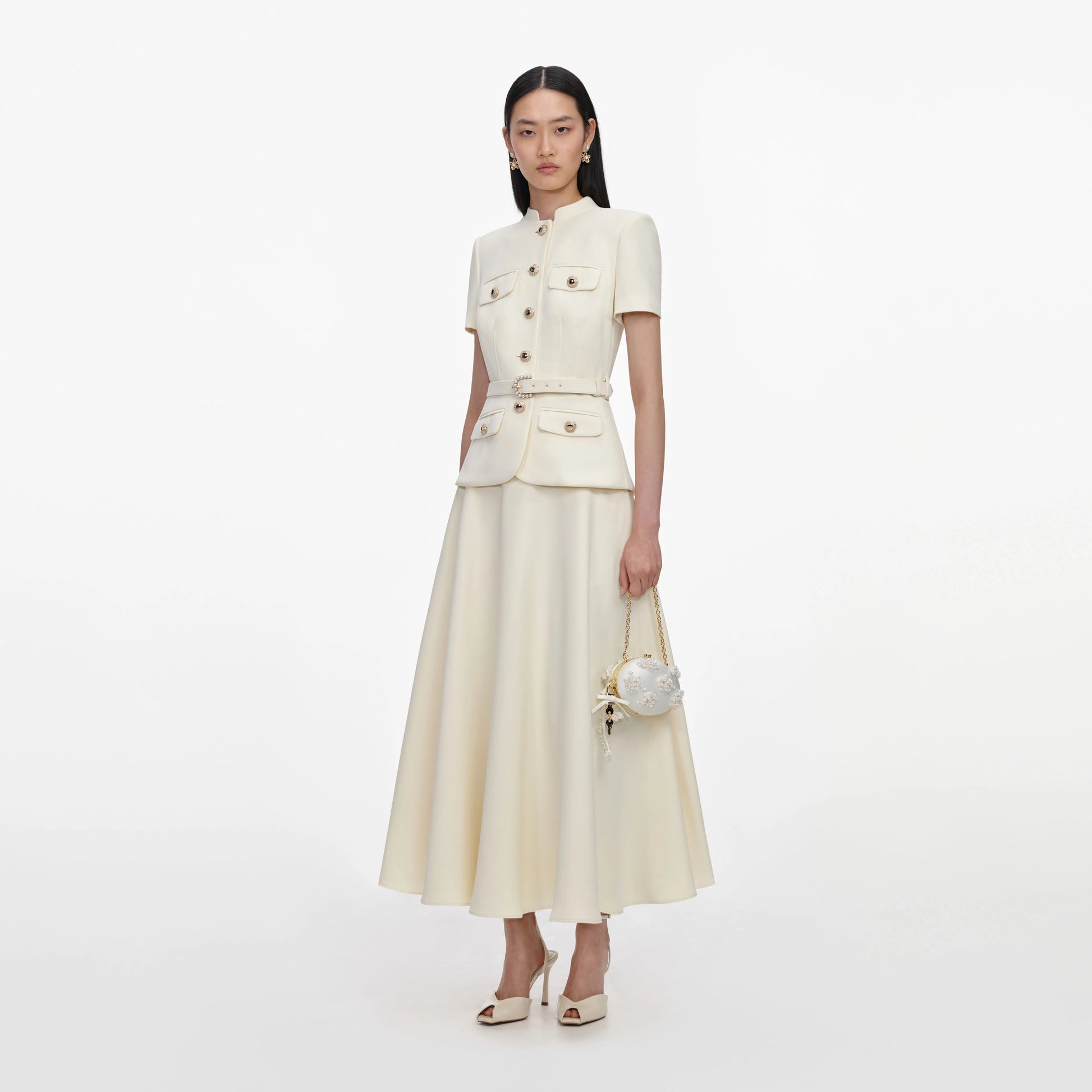 SPO-PF26-011M YELLOW CREPE TAILORED DRESS