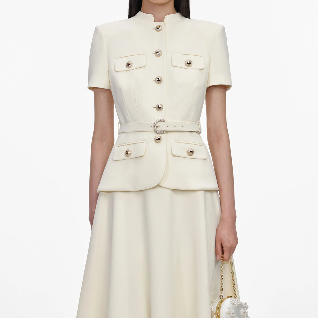 SPO-PF26-011M YELLOW CREPE TAILORED DRESS