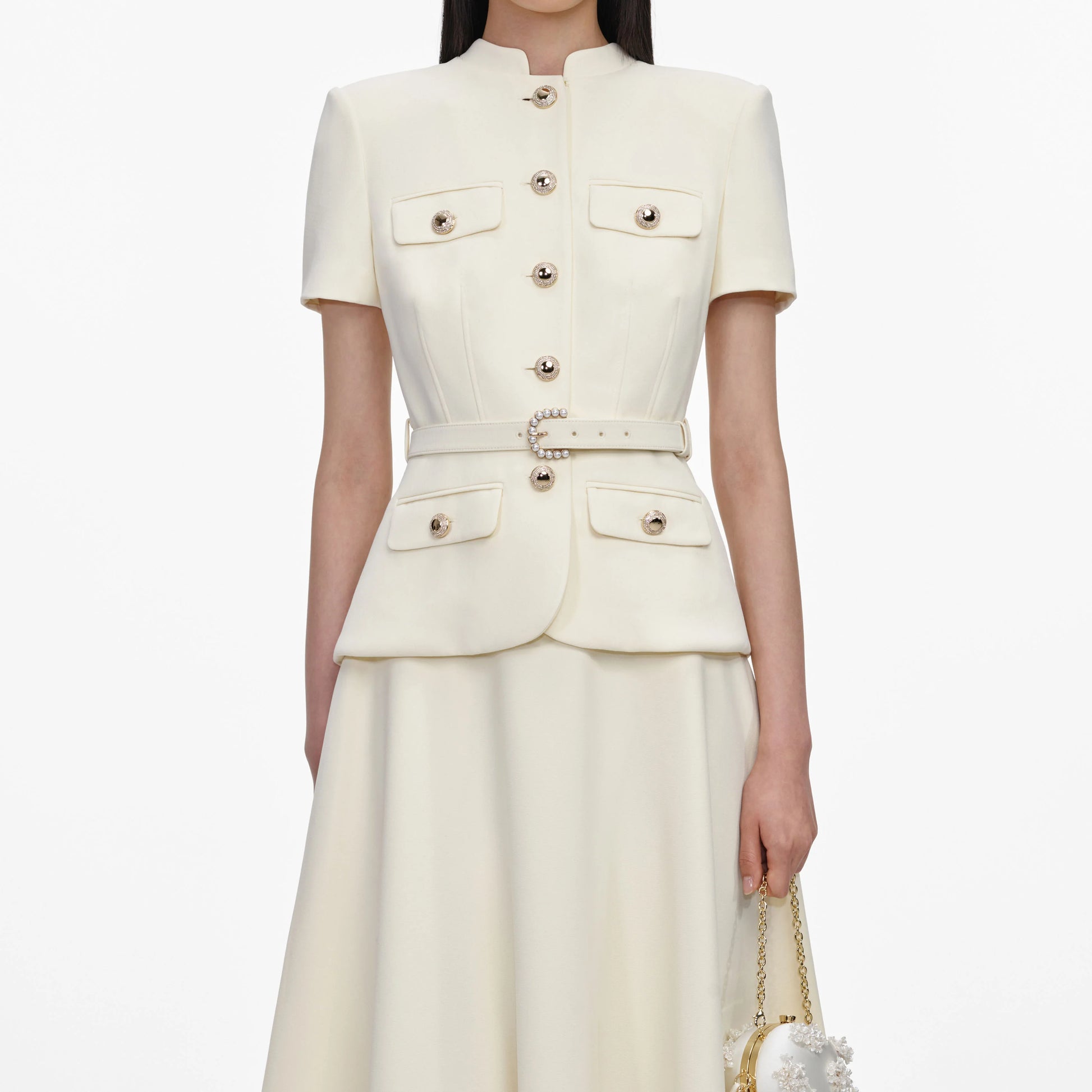 SPO-PF26-011M YELLOW CREPE TAILORED DRESS
