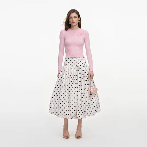 SPO-PF26-068TA PINK FLOWER KNIT TOP