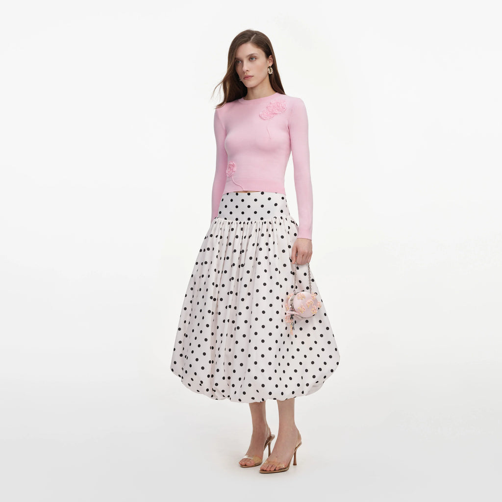 SPO-PF26-068TA PINK FLOWER KNIT TOP