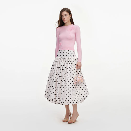 SPO-PF26-068TA PINK FLOWER KNIT TOP
