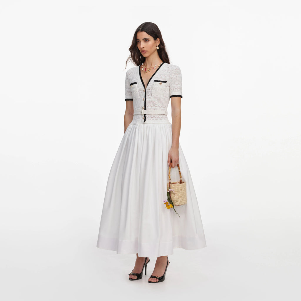 SPO-PF26-075MC WHITE KNIT LINEN DRESS