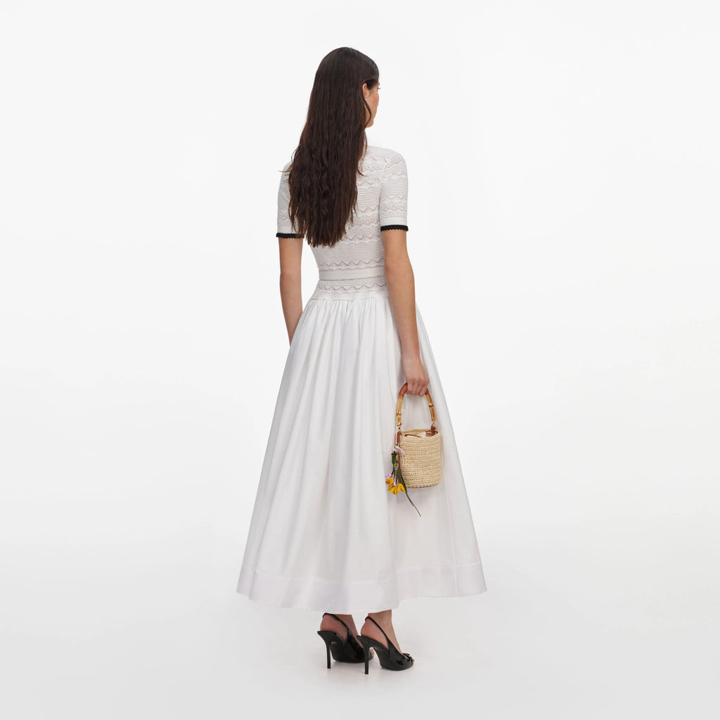 SPO-PF26-075MC WHITE KNIT LINEN DRESS