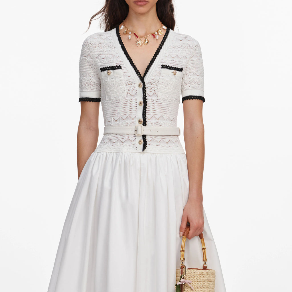SPO-PF26-075MC WHITE KNIT LINEN DRESS