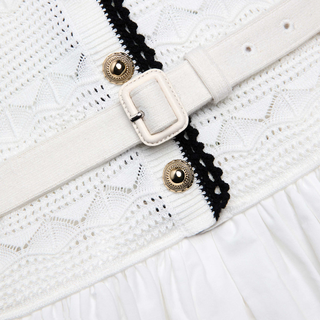 SPO-PF26-075MC WHITE KNIT LINEN DRESS