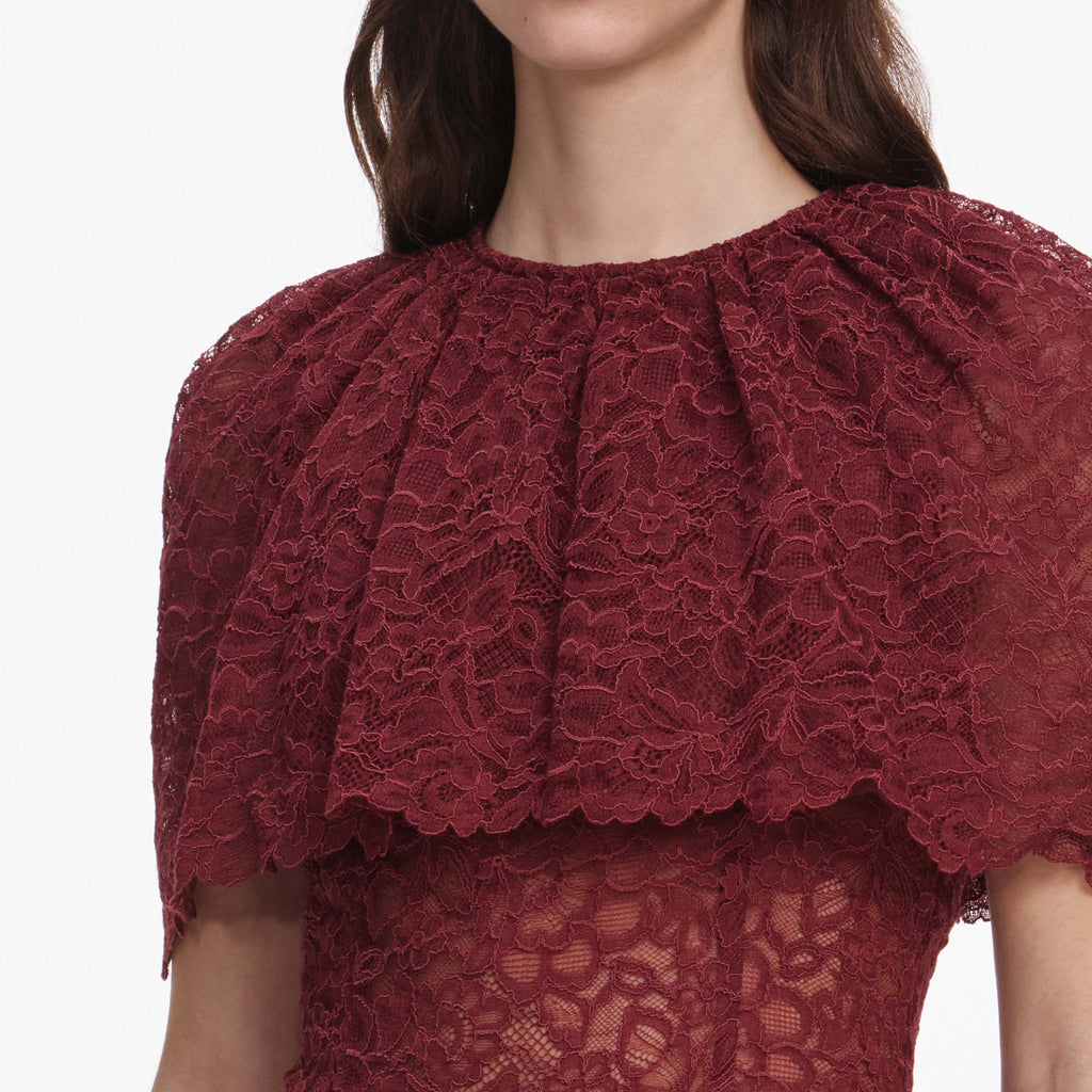 SPO-PF26-099T BURGUNDY LACE CAPE TOP