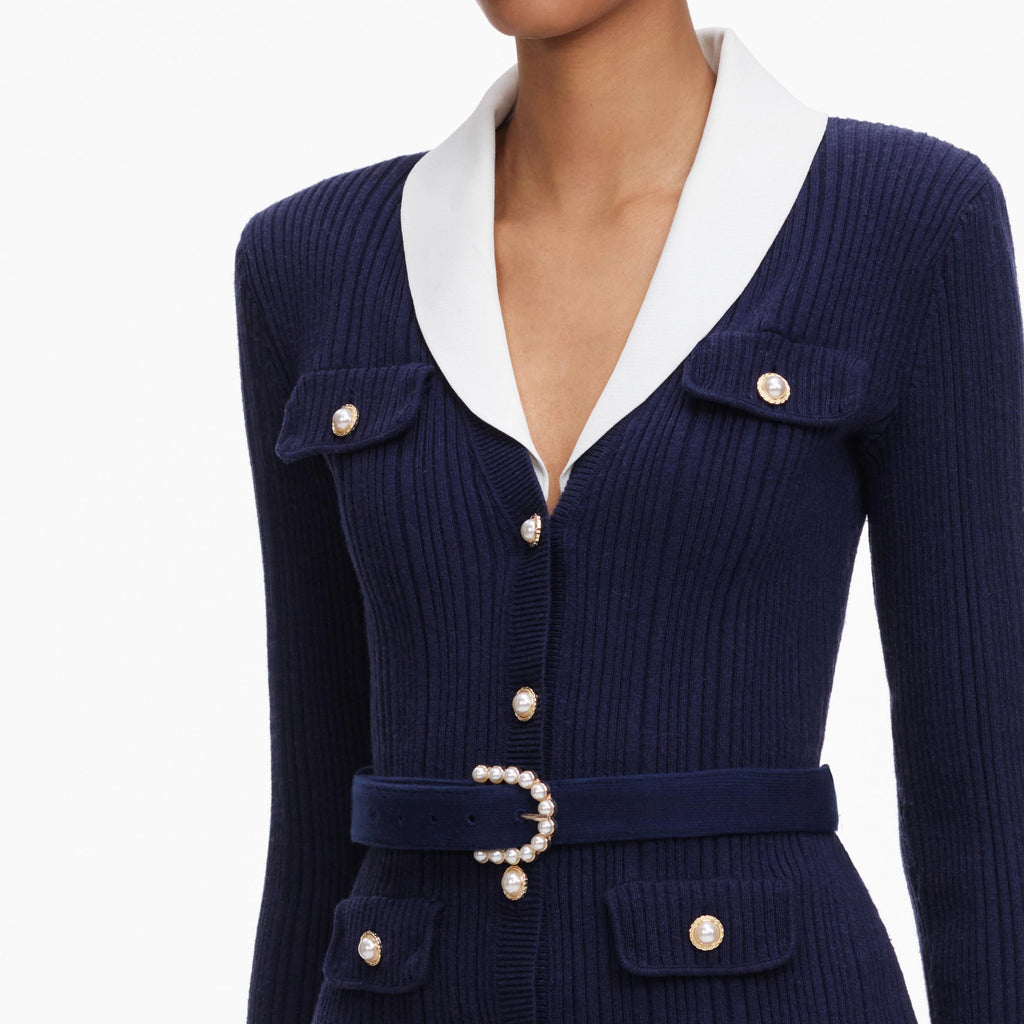SPO-PF26-131C NAVY RIBBED KNIT CARDIGAN