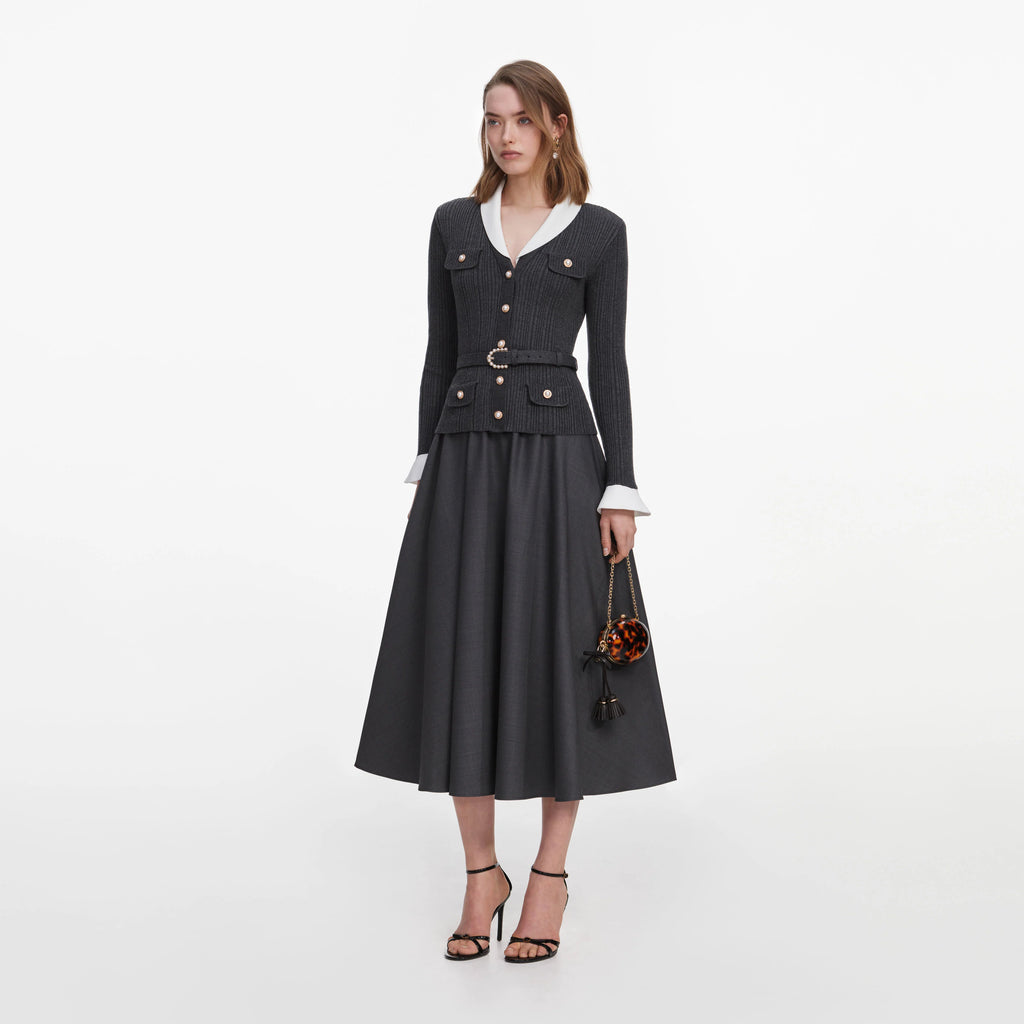 SPO-PF2-131MA GREY KNIT TWILL DRESS