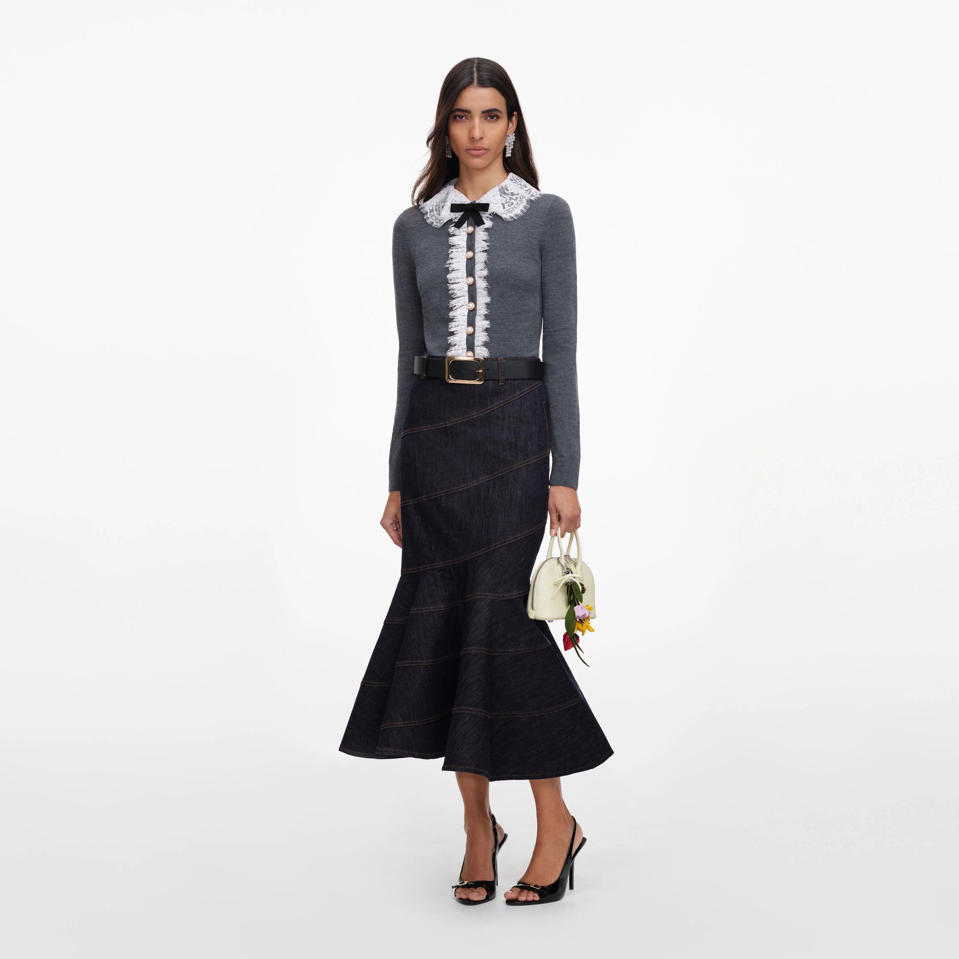 SPO-PF26-134C GREY LACE COLLAR CARDIGAN
