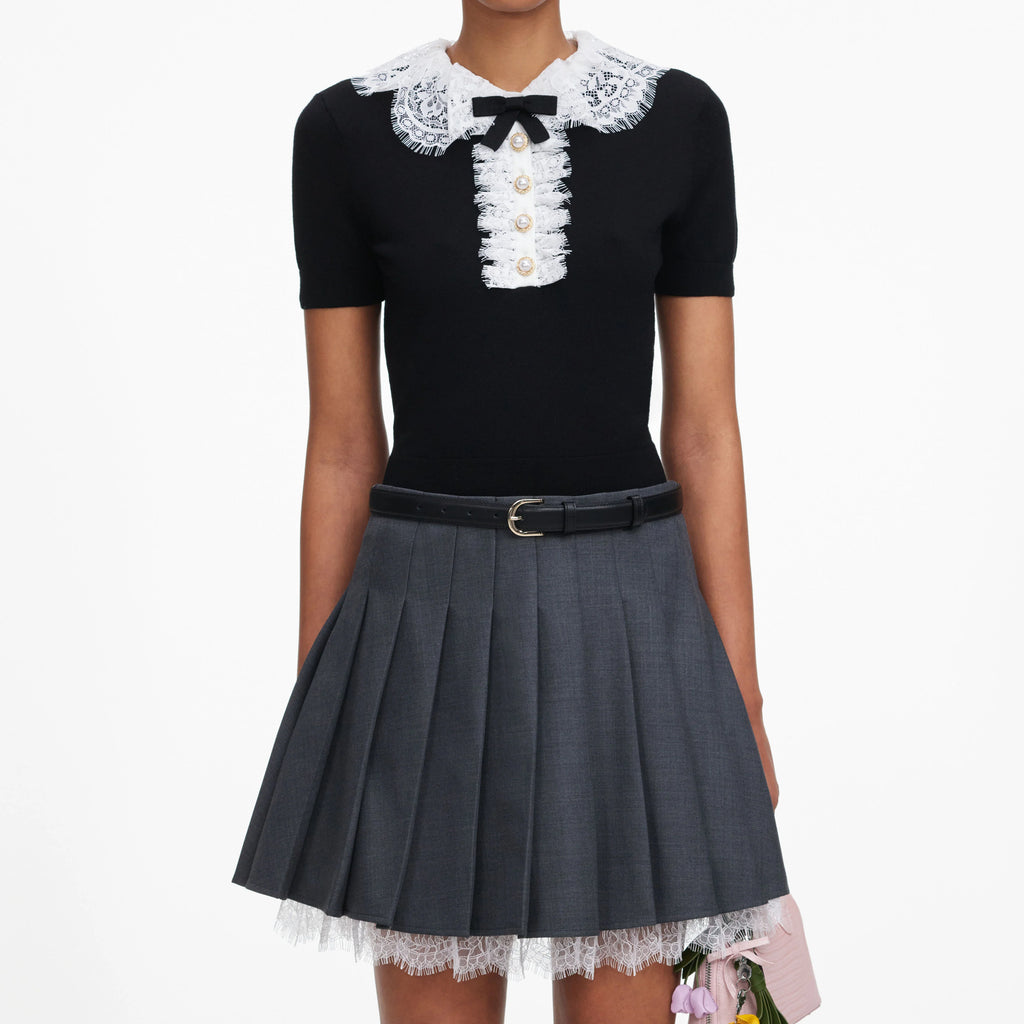 SPO-PF26-134T BLACK LACE COLLAR TOP