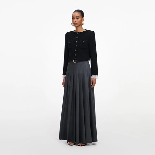 SPO-PF26-137XSK GREY PLEATED MAXI SKIRT