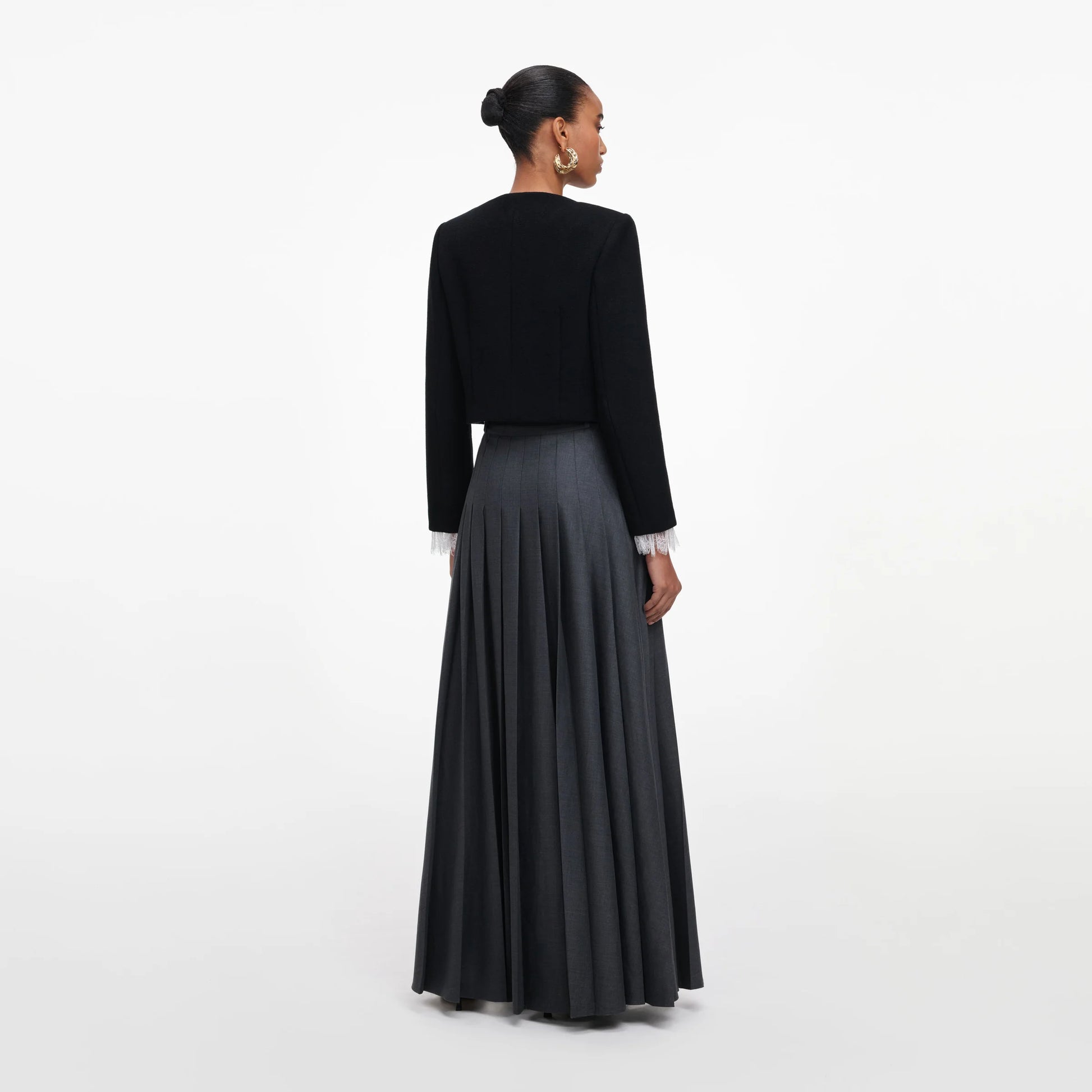 SPO-PF26-137XSK GREY PLEATED MAXI SKIRT