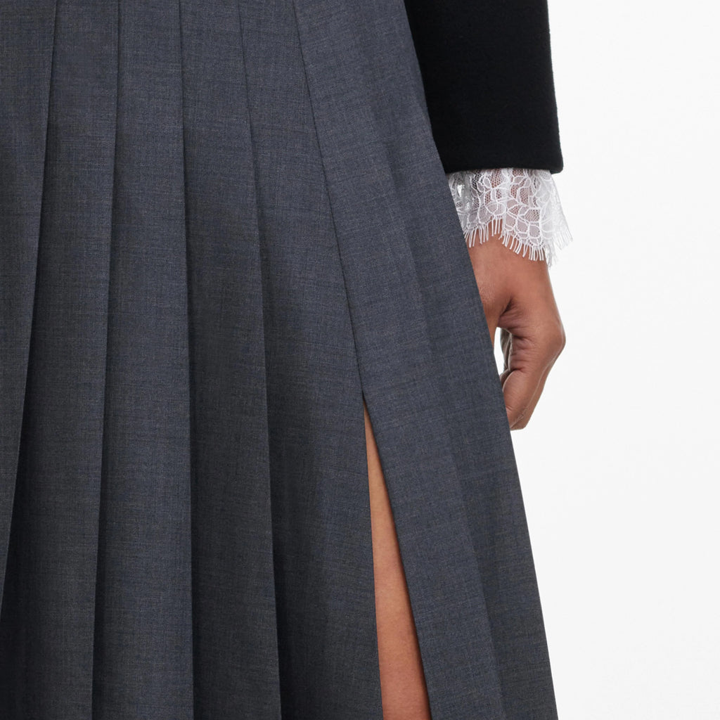 SPO-PF26-137XSK GREY PLEATED MAXI SKIRT