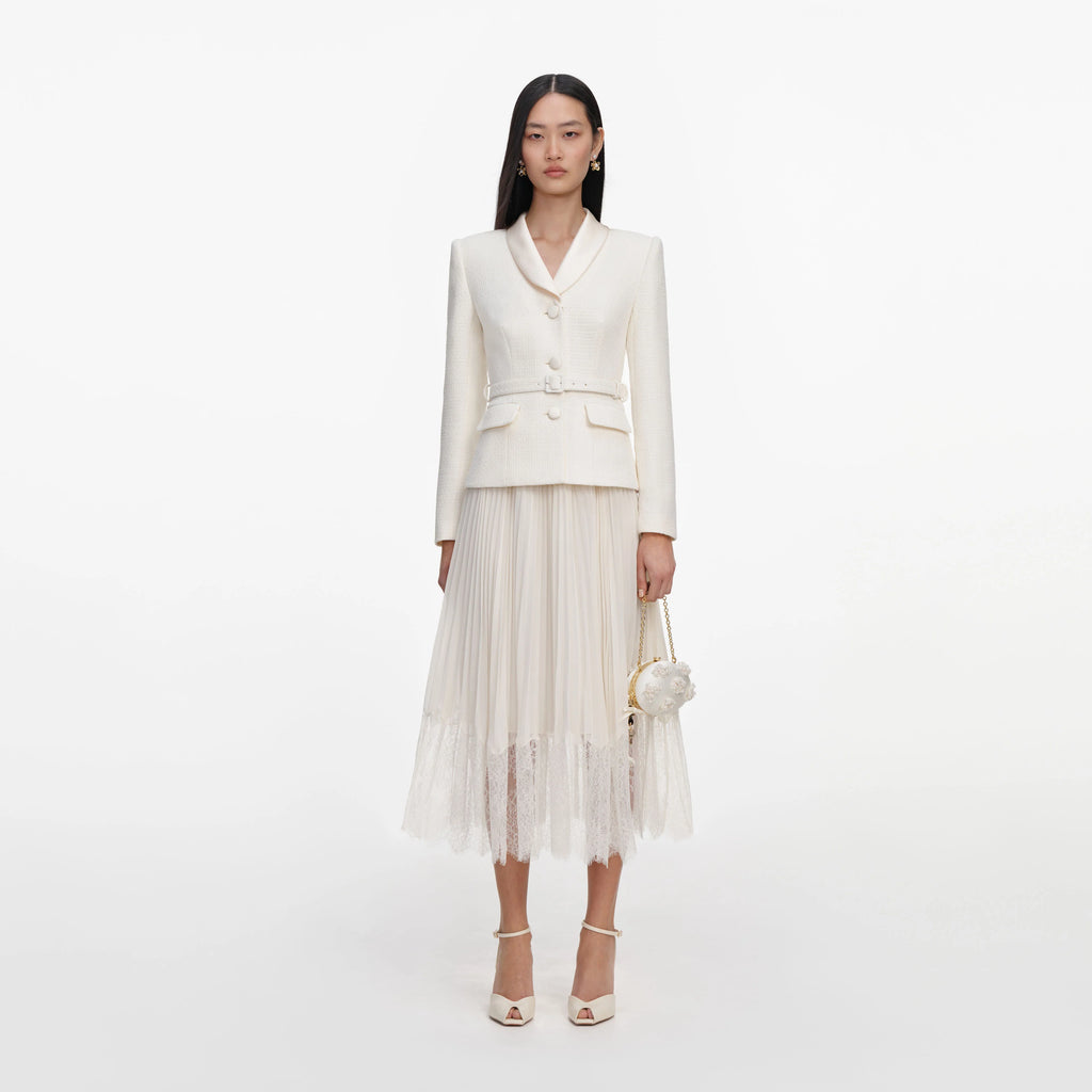 SPO-PF26-144M CREAM BOUCLE SHAWL DRESS