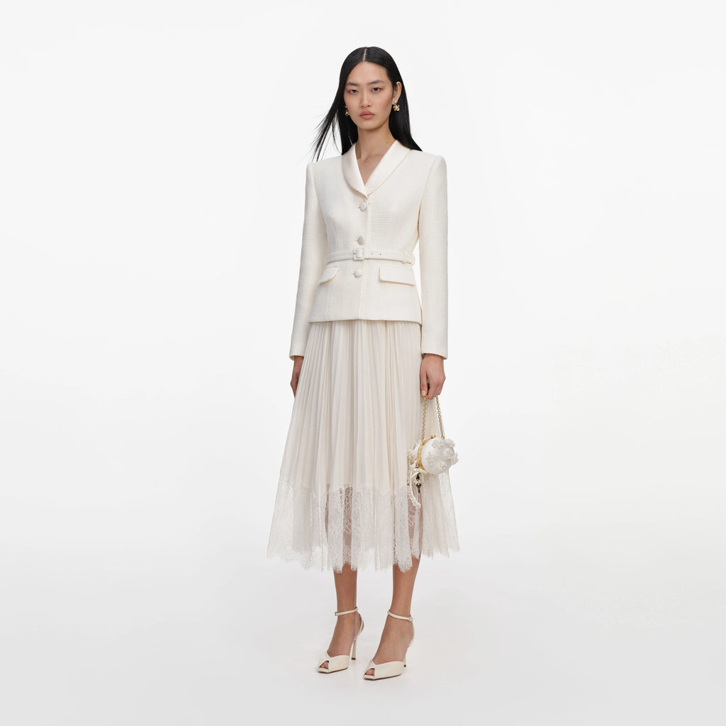 SPO-PF26-144M CREAM BOUCLE SHAWL DRESS