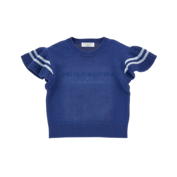 PHK-I9G308 NAVY LOGO KNIT TOP