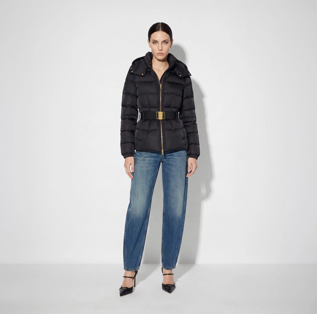 ELS-PI92D66 BLACK DOWN BELTED JACKET