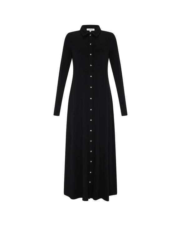 PAR-D428 BLACK RHINESTONE BUTTON DOWN DRESS