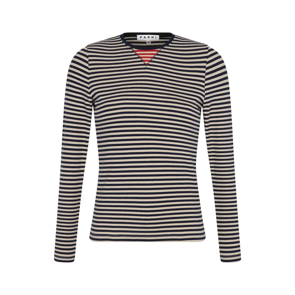PAR-T355 NAVY&BEIGE STRIPED TOP