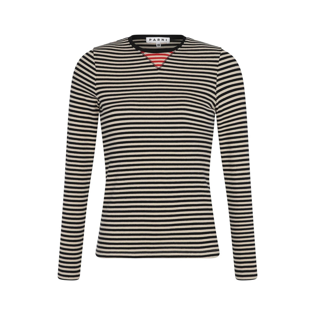 PAR-T355 NAVY&BEIGE STRIPED TOP