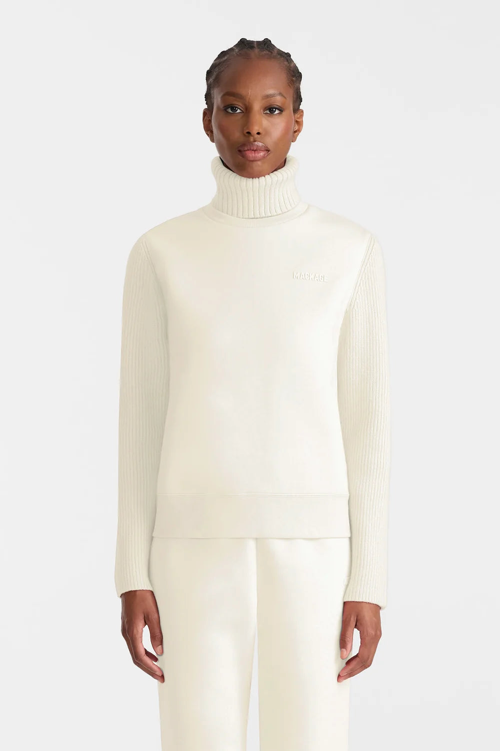 MKG-RALEIGH IVORY KNIT TURTLENECK