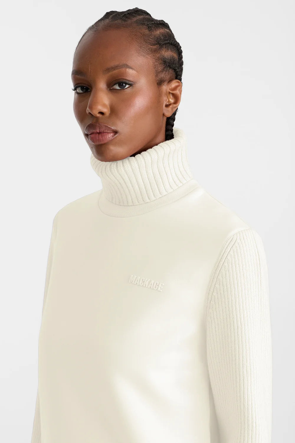 MKG-RALEIGH IVORY KNIT TURTLENECK