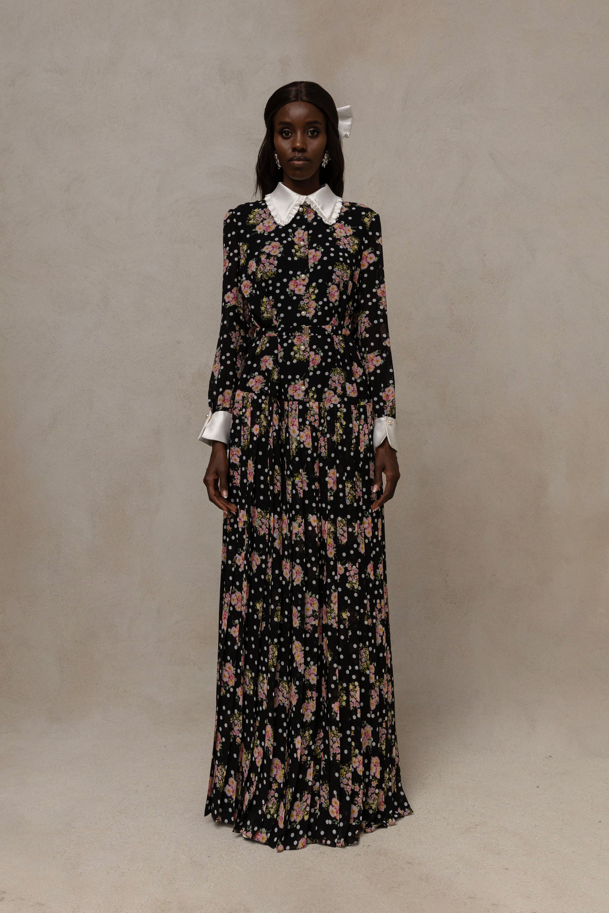 NIS-RC15699 BLACK&PINK FLORAL DRESS